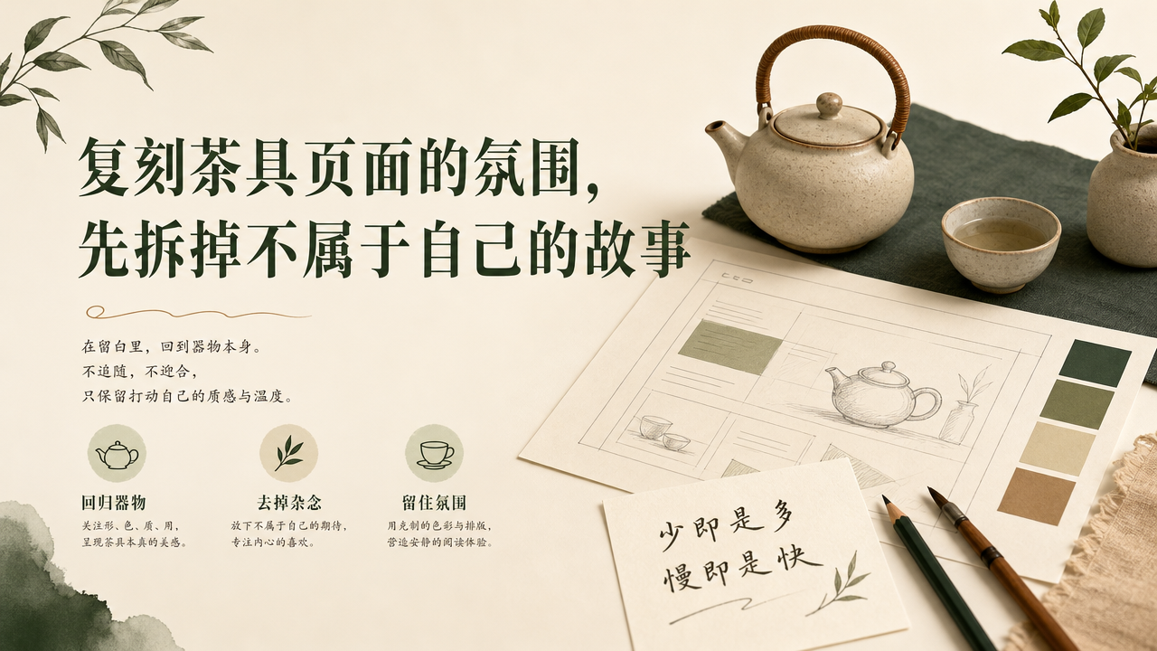 复刻茶具页面的氛围,先拆掉不属于自己的故事文章封面