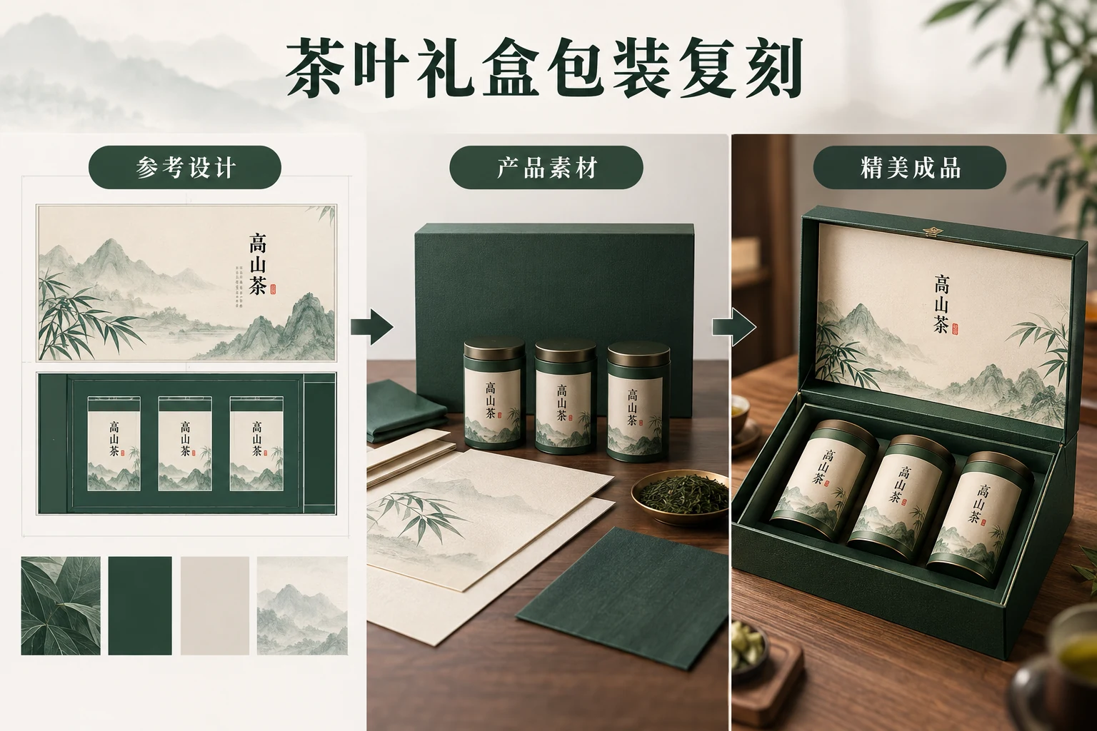 风格复刻茶叶礼盒包装复刻案例图