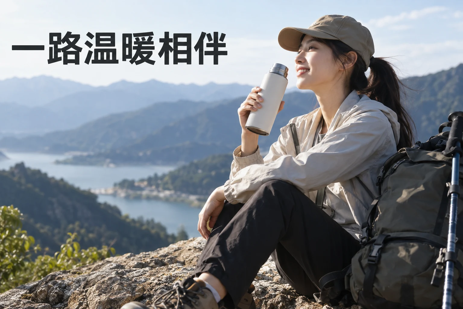 AI 买家秀&种草图保温杯户外使用示例