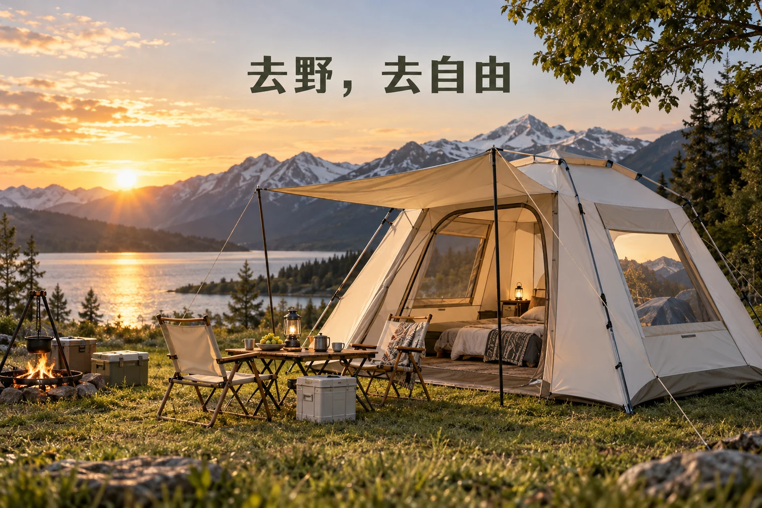 露营帐篷 · 推广图，AI生成的设计案例