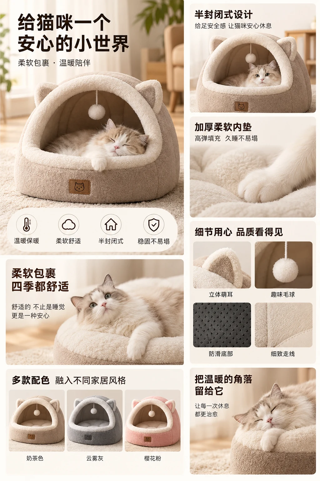 猫窝 · 详情图，AI生成的设计案例