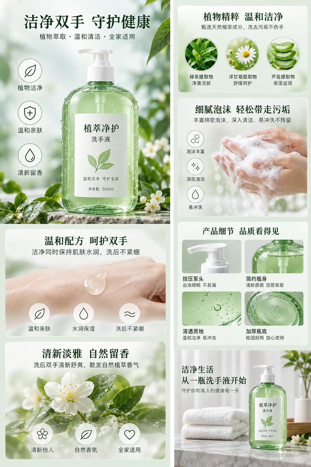 洗手液 · 详情图，AI生成的设计案例