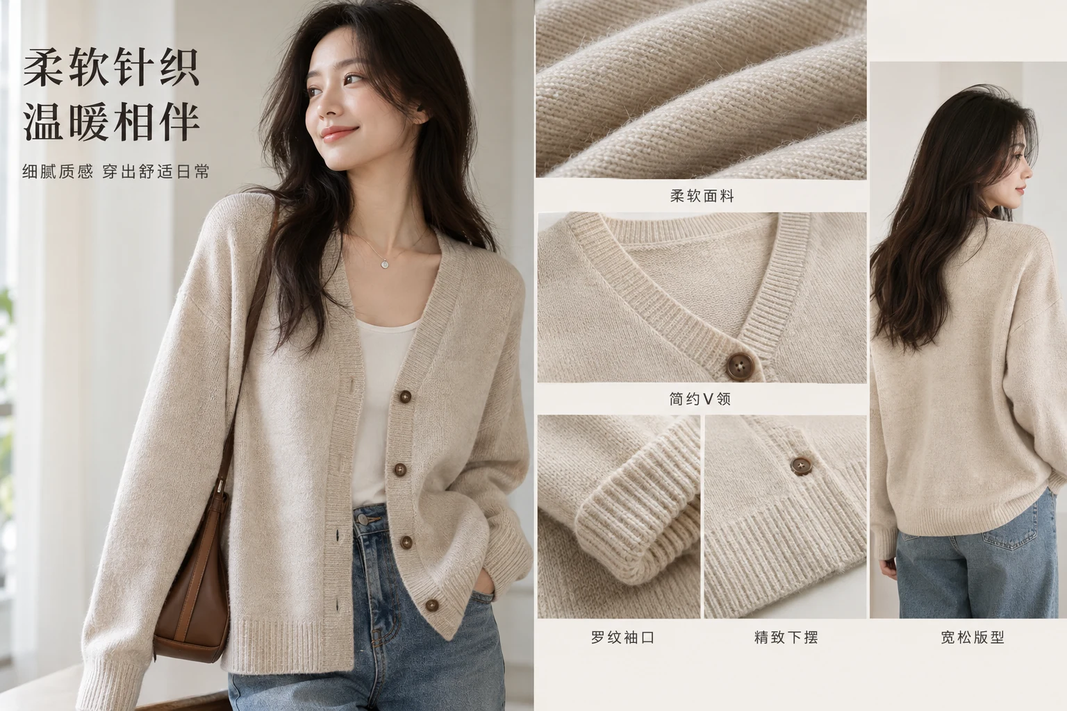 服装组图针织开衫面料细节案例图