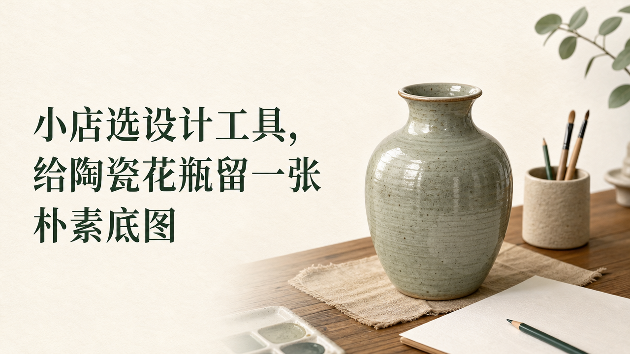 小店选设计工具,给陶瓷花瓶留一张朴素底图文章封面