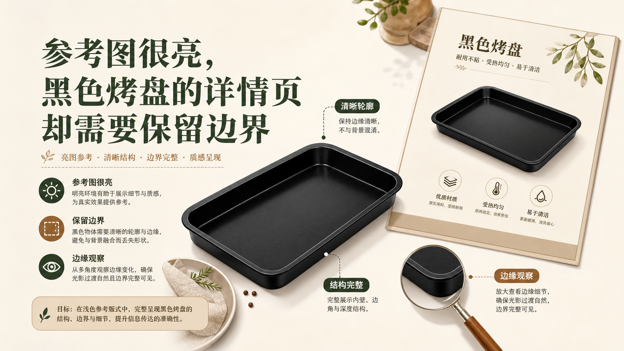参考图很亮，黑色烤盘的详情页却需要保留边界文章封面