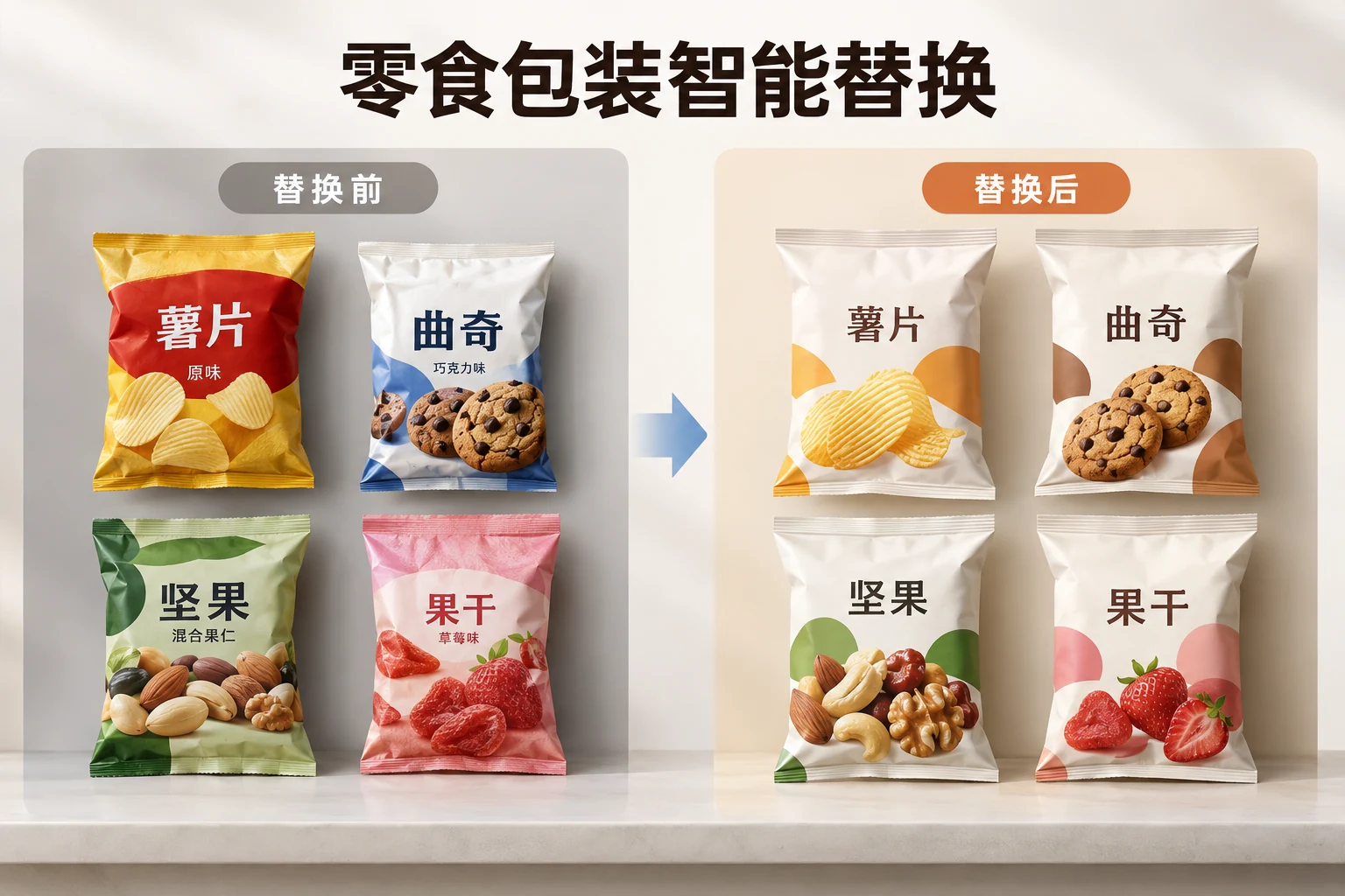 SKU 替换零食包装智能替换案例图