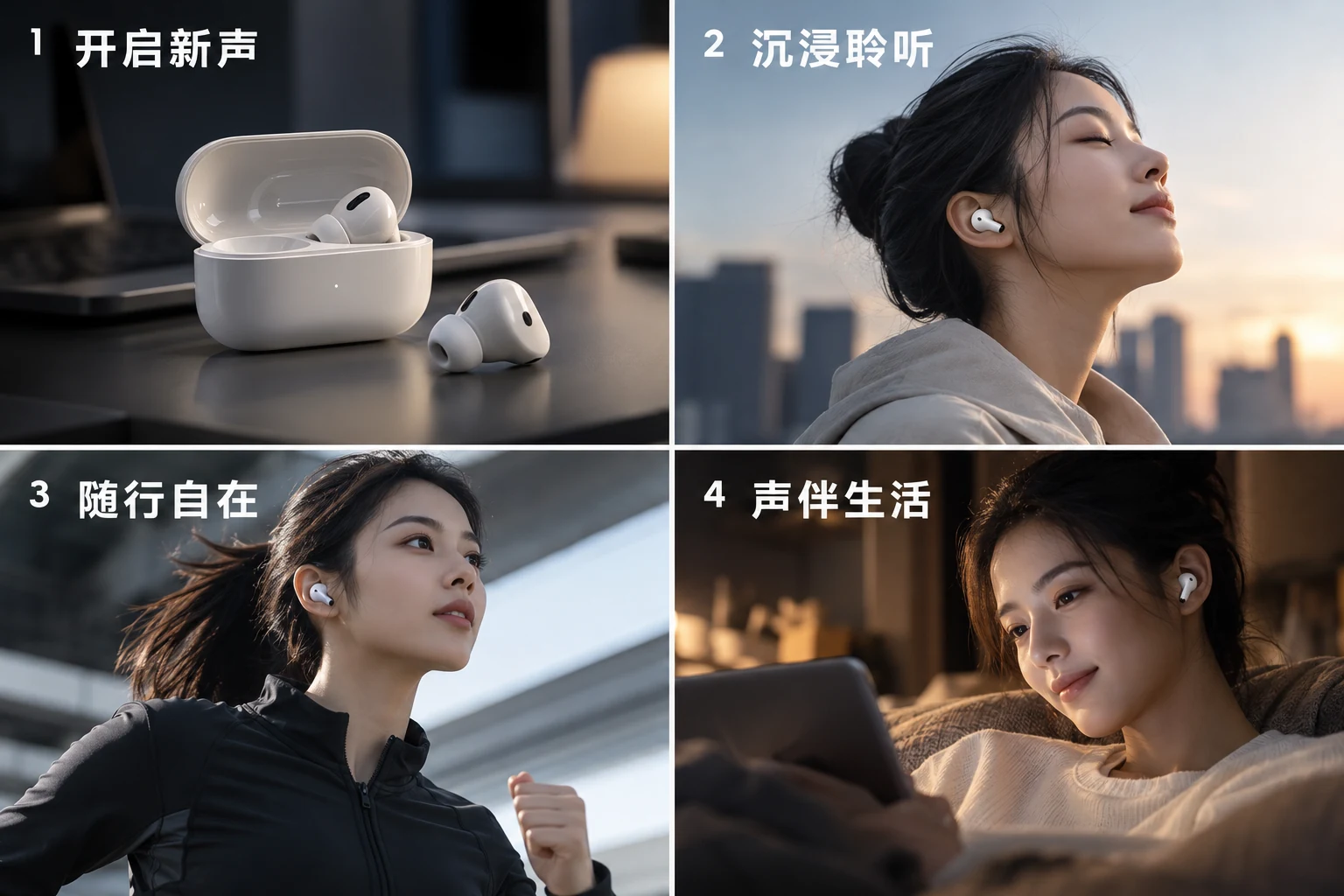 电商视频无线耳机使用场景分镜案例图