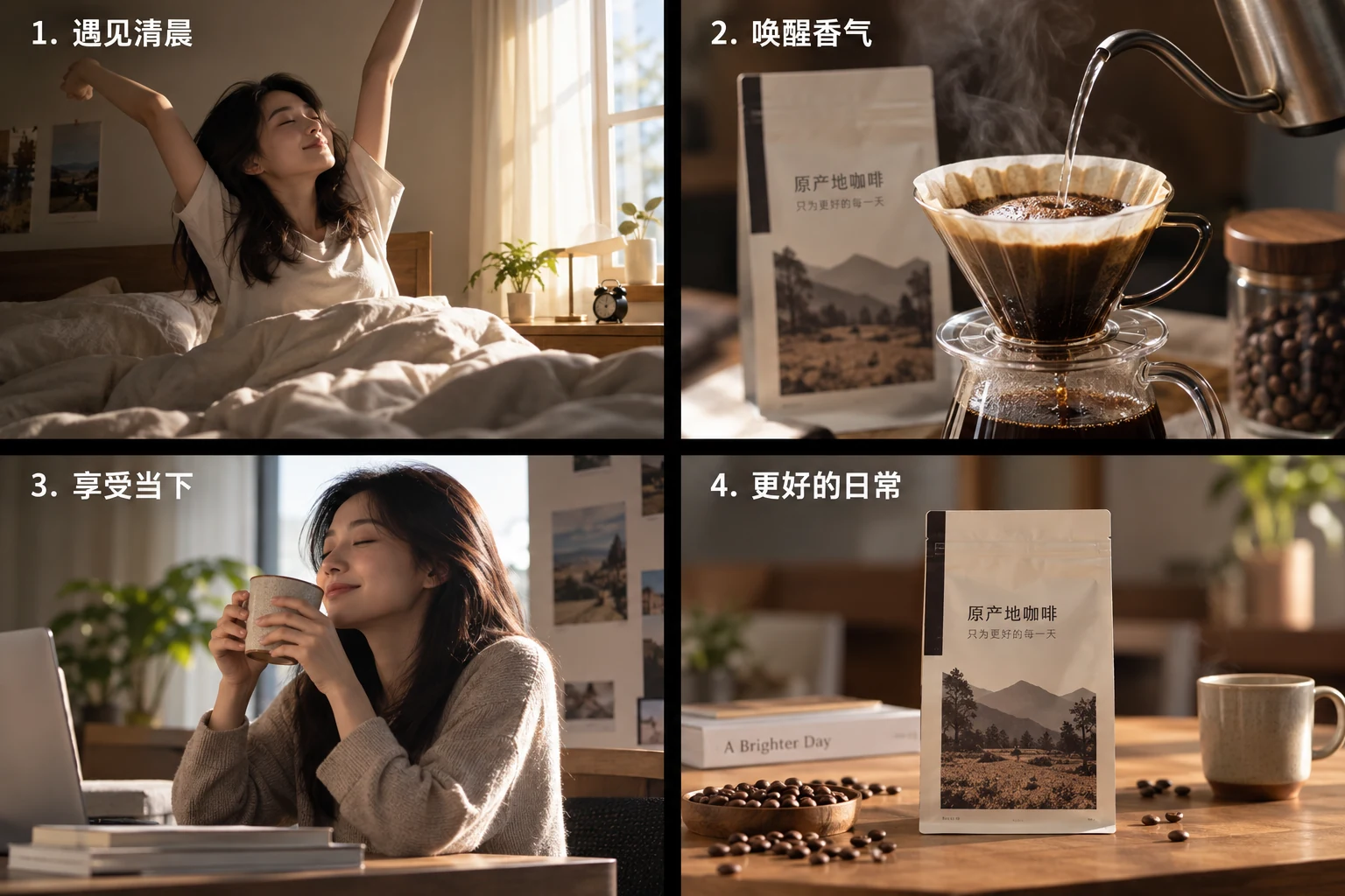 电商视频咖啡生活叙事分镜案例图