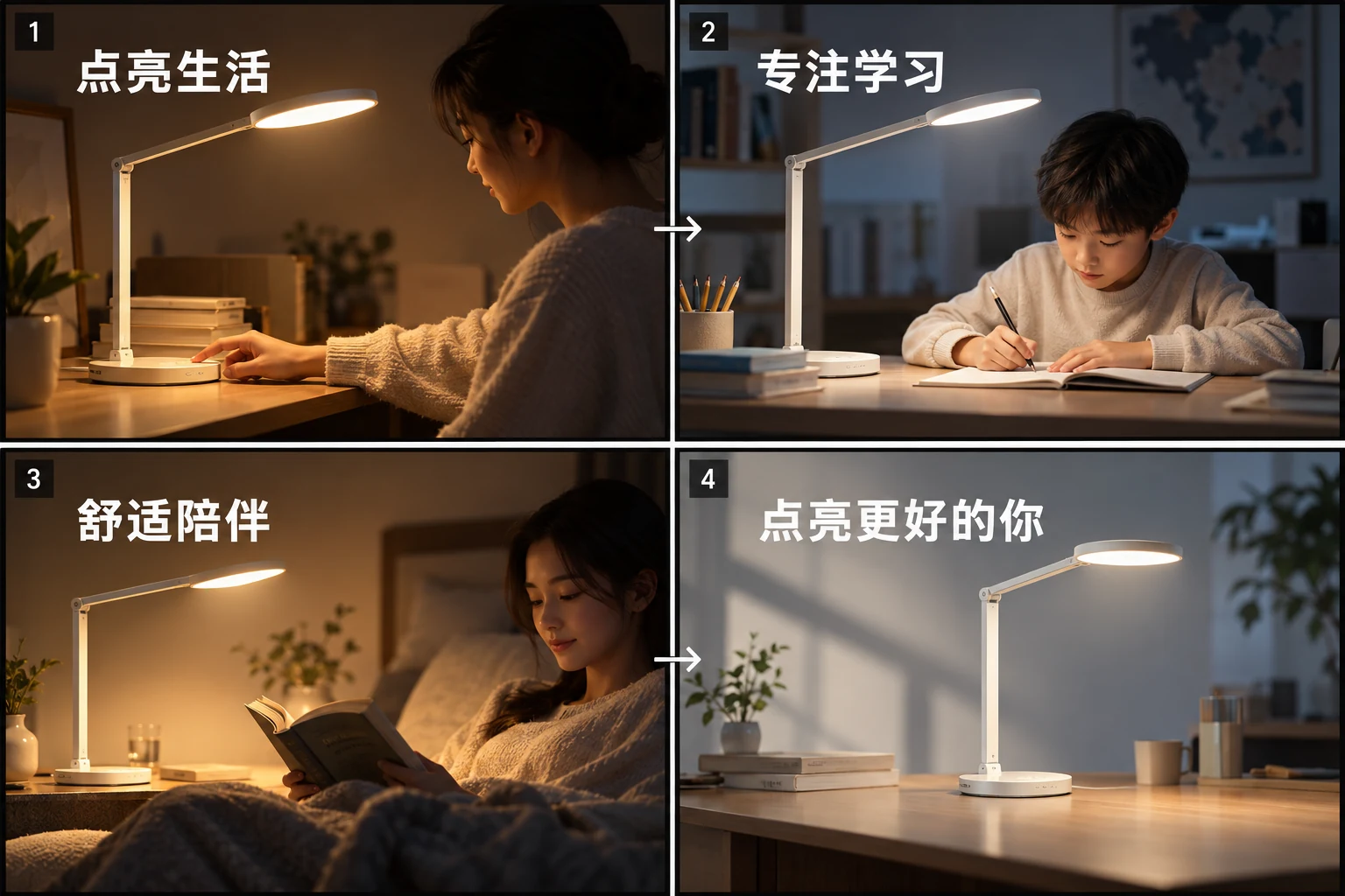 电商视频台灯场景切换分镜案例图