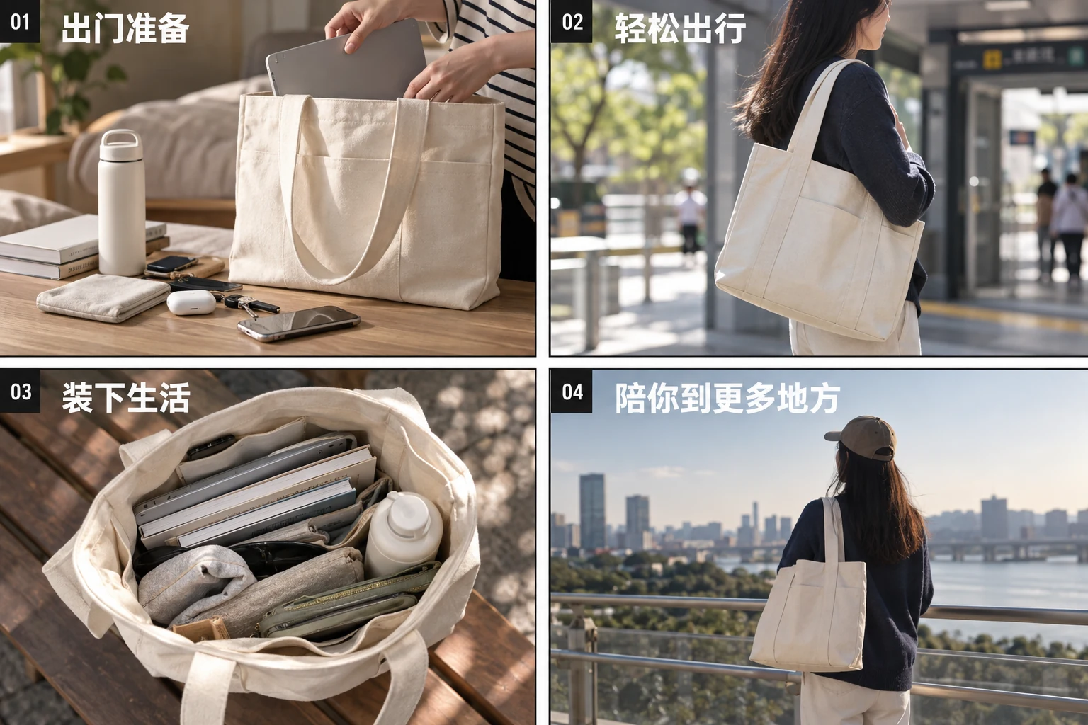 电商视频帆布包日常出行分镜案例图
