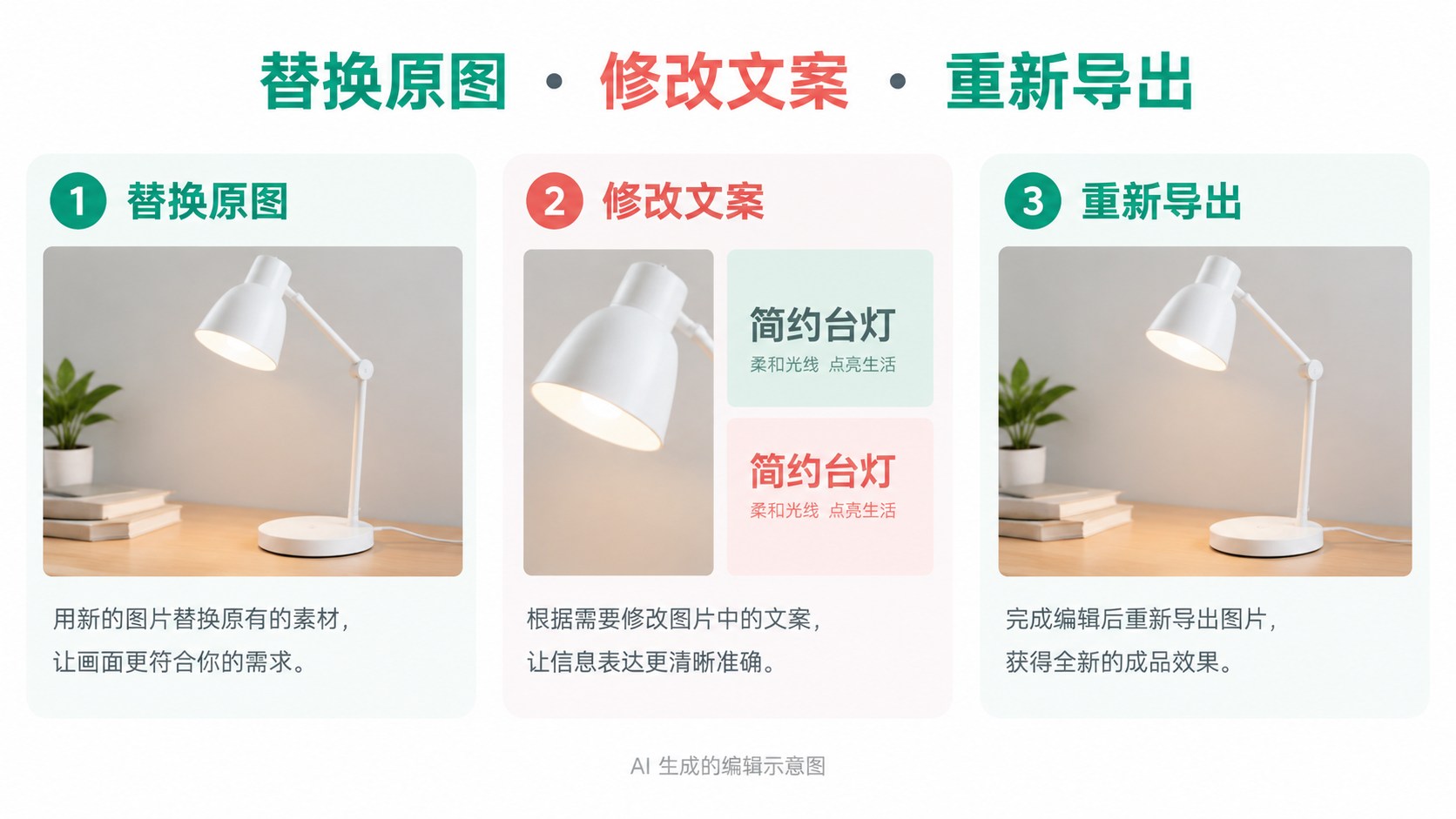 比较电商作图工具，把修改能力也放进试用单：替换原图、修改文案、重新导出示意