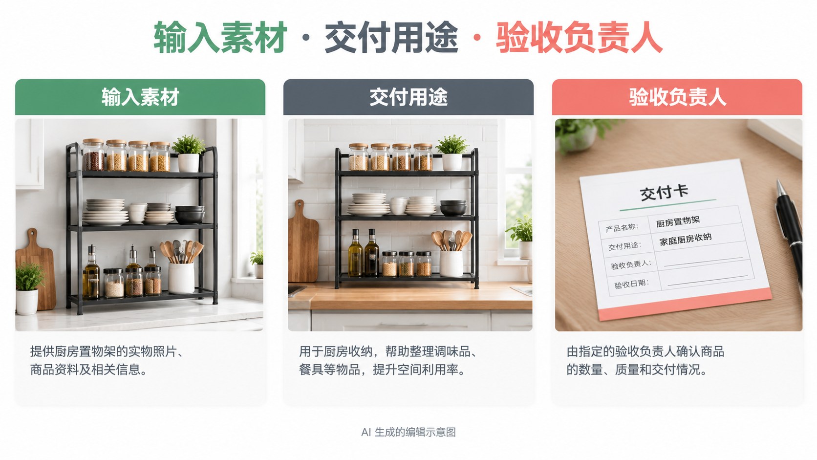 没有设计师的小店，先建一份图片交接单：输入素材、交付用途、验收负责人示意