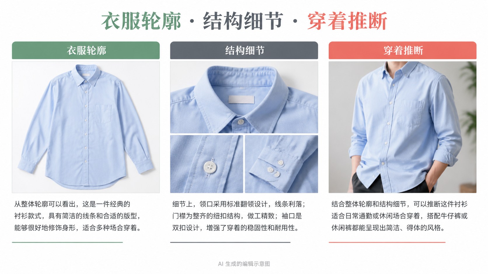 选服装套图工具,先看领口和袖口怎么留下来:衣服轮廓、结构细节、穿着推断示意