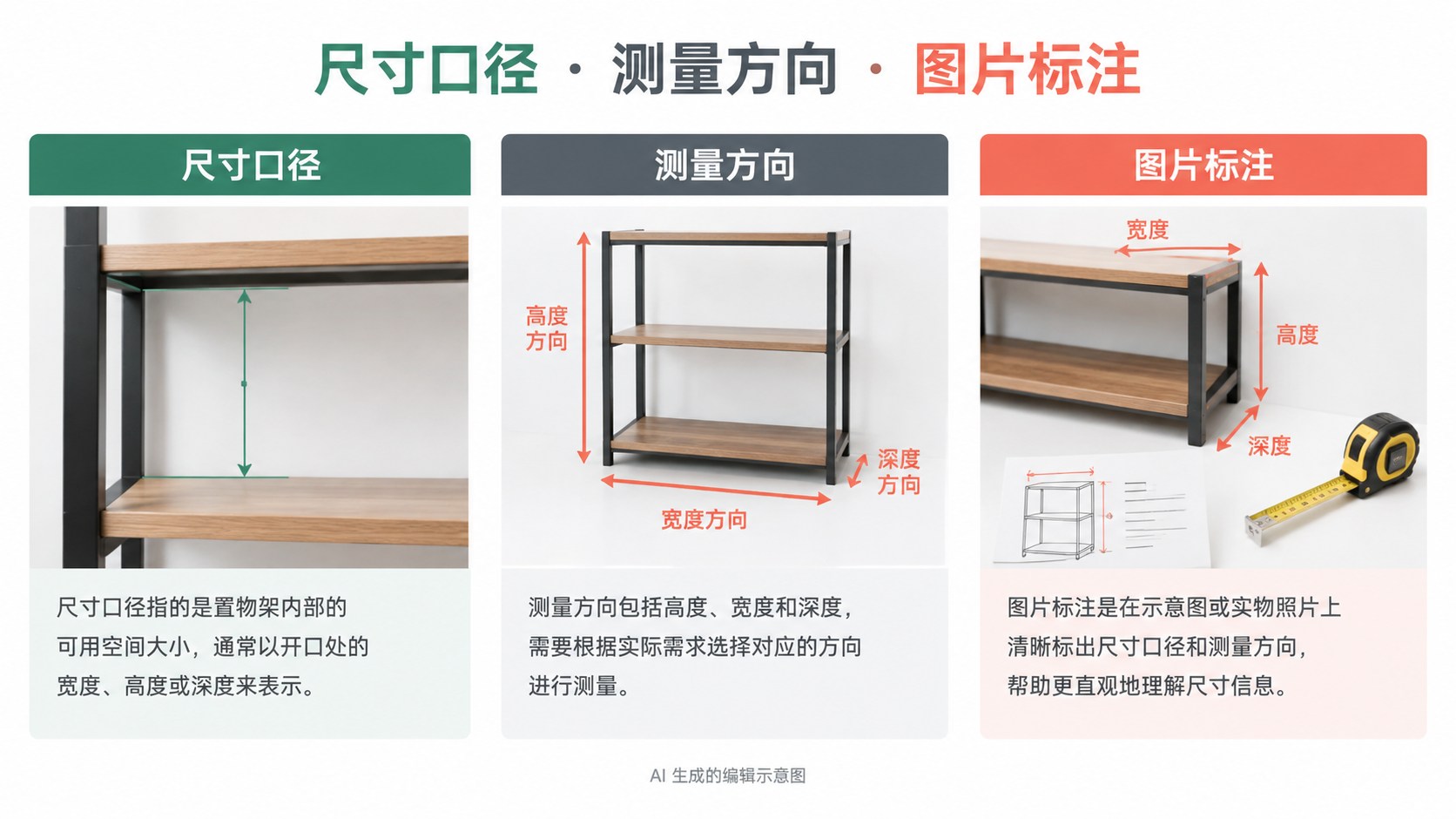 详情图里的尺寸标注，应该从哪份资料抄过来：尺寸口径、测量方向、图片标注示意