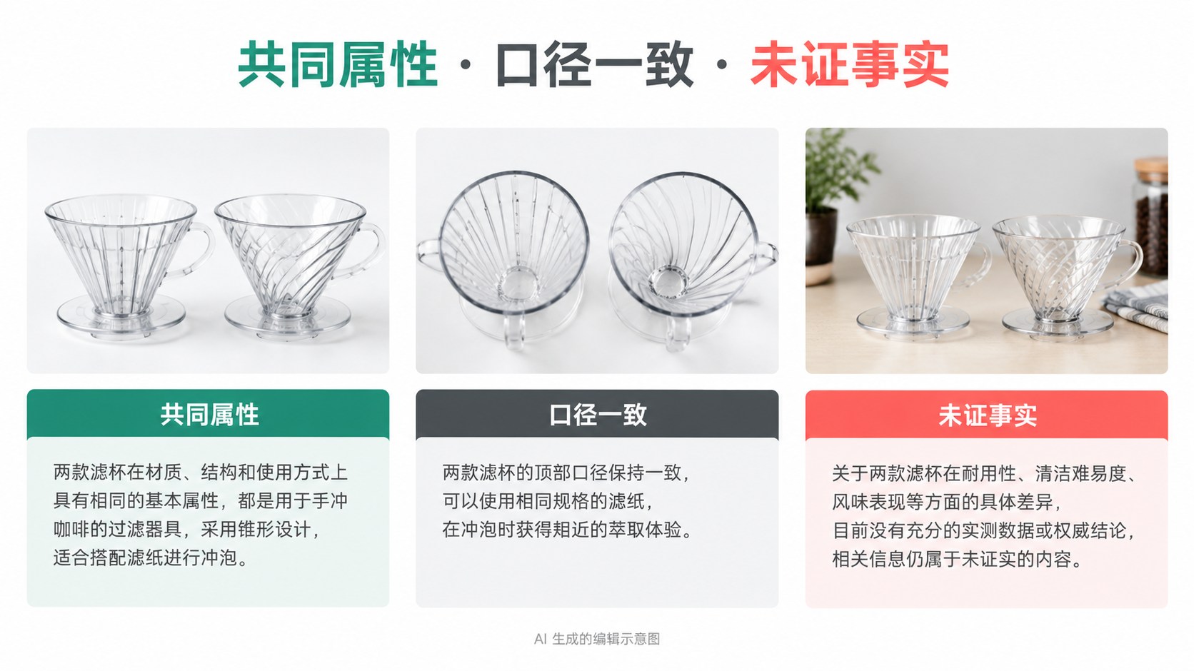 A+ 图片里的对比表，先检查比较对象是否同一口径：共同属性、口径一致、未证事实示意