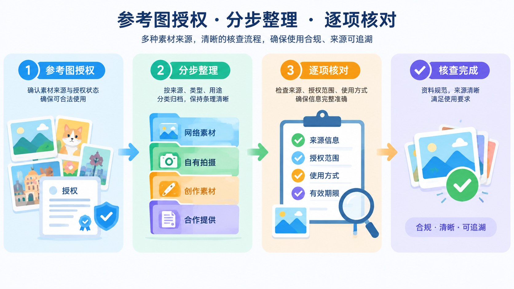参考图授权的分区流程图，箭头连接整理与核对步骤