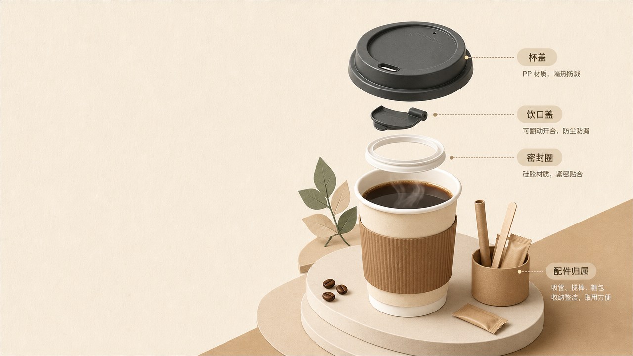 便携咖啡杯主图,杯盖打开后该留下哪些信息