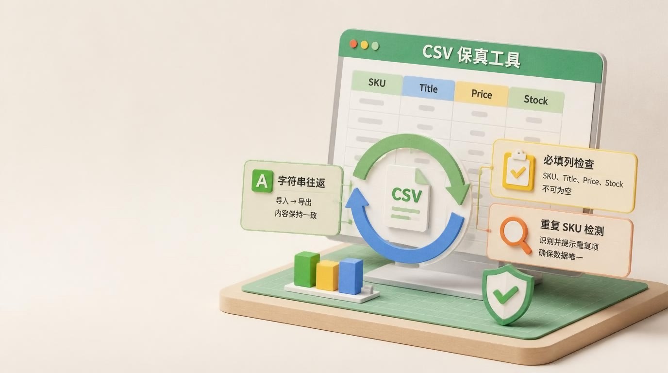 SKU表导出后,用 csv 保住前导零和逗号