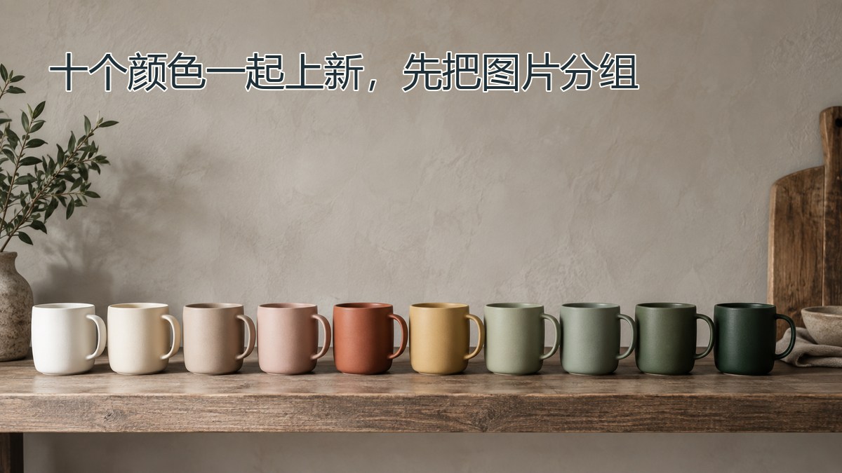 十个颜色一起上新,先把图片分组
